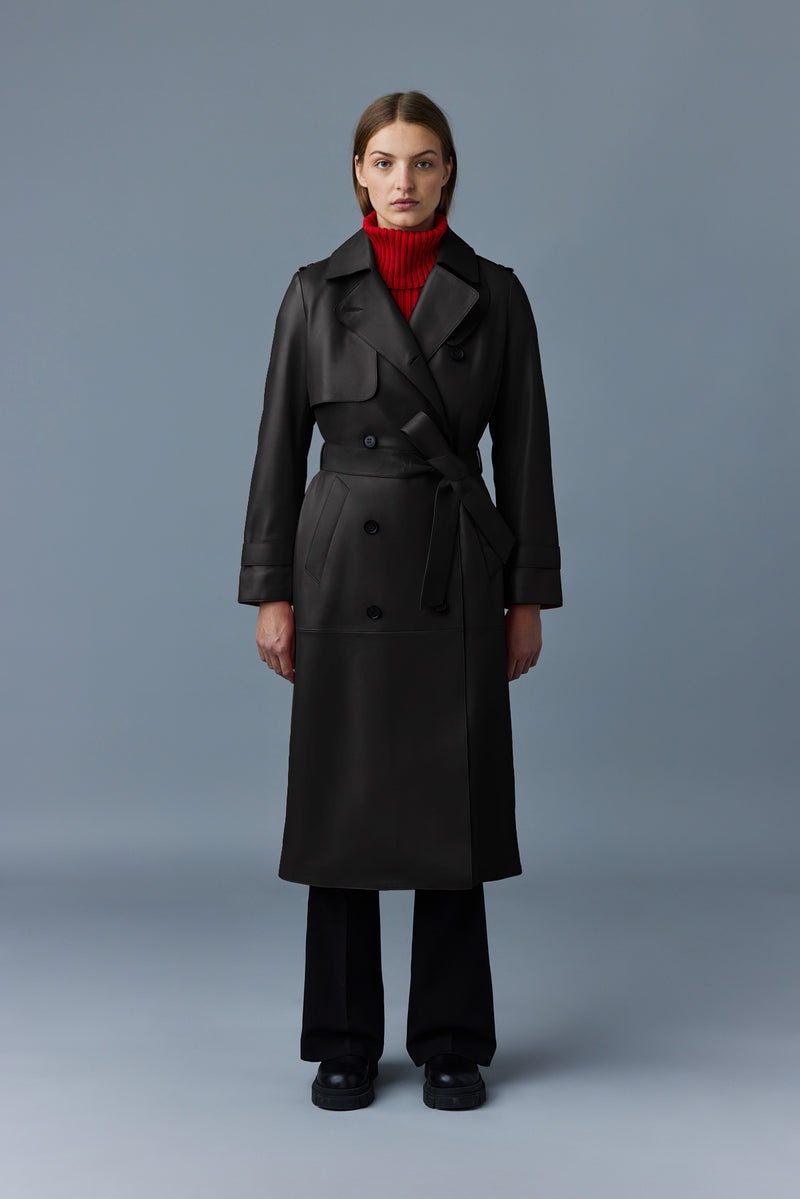 Mackage GAEL (R) Läder with belt Trenchcoat Dam Svarta | 314PDEGCS