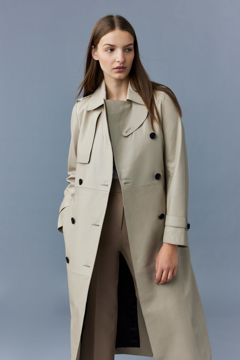 Mackage GAEL (R) Läder with belt Trenchcoat Dam Beige | 210RLDYJX