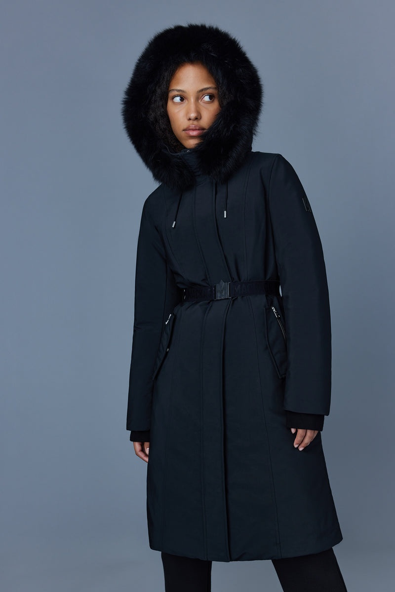 Mackage KAILYN flared down with fox fur hood Rockar Dam Svarta | 381GSPKOC