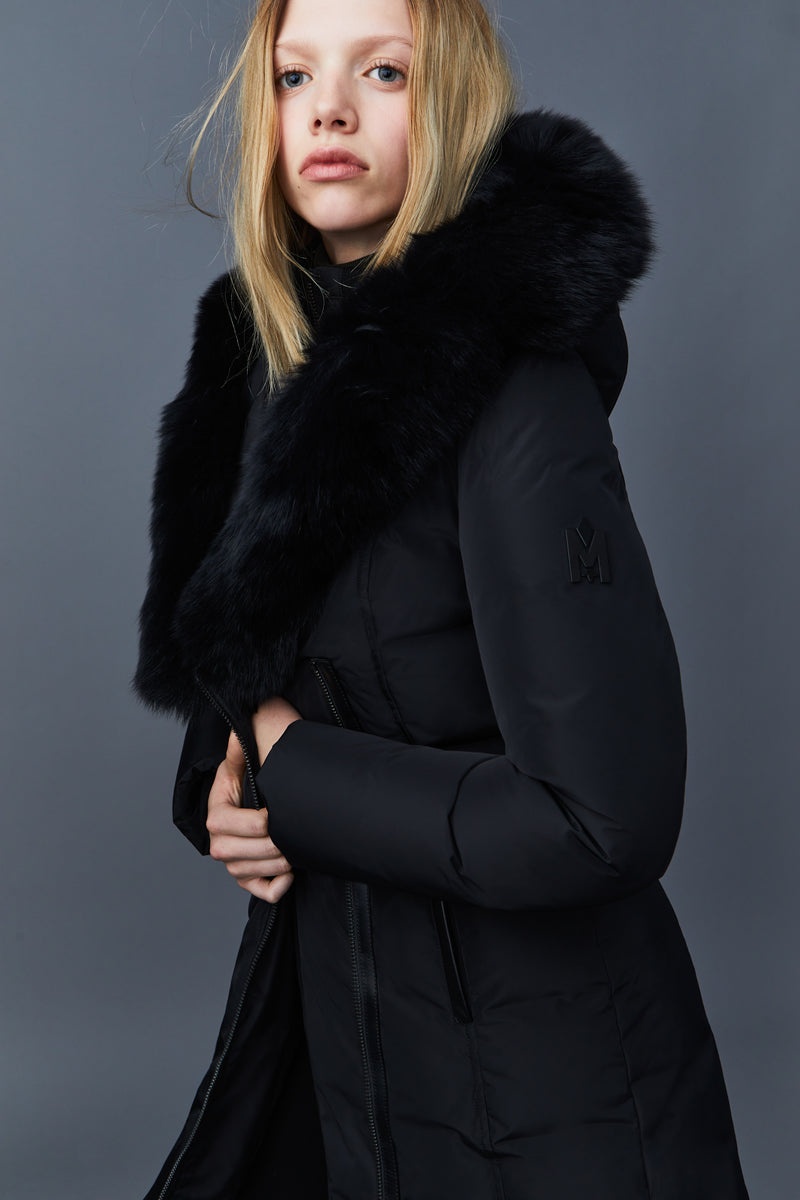 Mackage KAY Down with fox fur Signature Collar Rockar Dam Svarta | 270ODWJRV