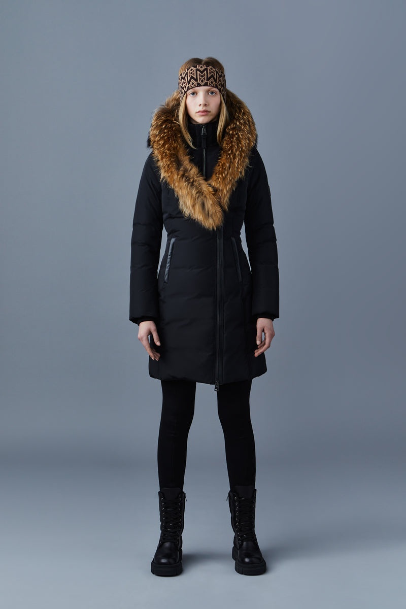 Mackage KAY down with natural fur Signature Collar Rockar Dam Svarta | 498ZIBOSU