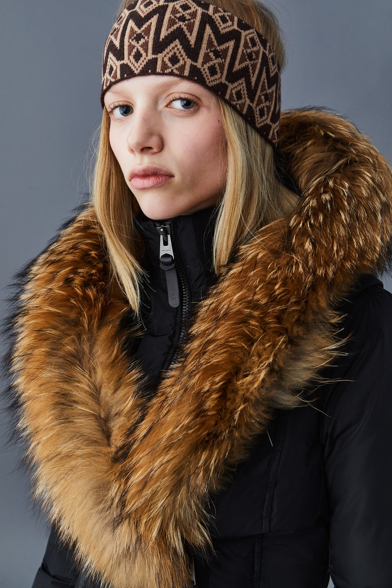 Mackage KAY down with natural fur Signature Collar Rockar Dam Svarta | 498ZIBOSU