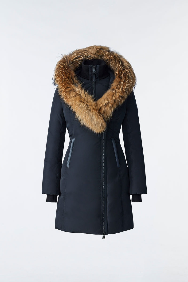 Mackage KAY down with natural fur Signature Collar Rockar Dam Svarta | 498ZIBOSU