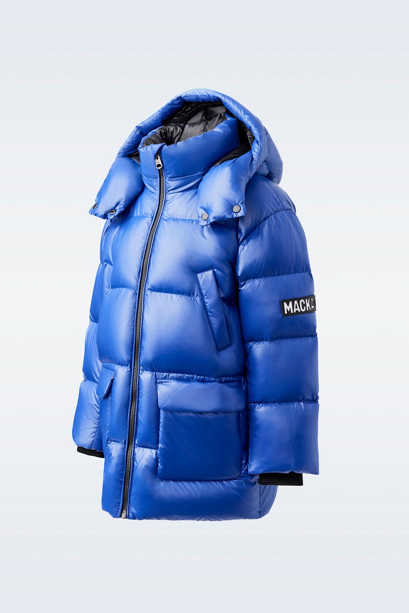 Mackage KENNIE Lustrous light with hood Dunparka Barn Blå | 179NMGSRO