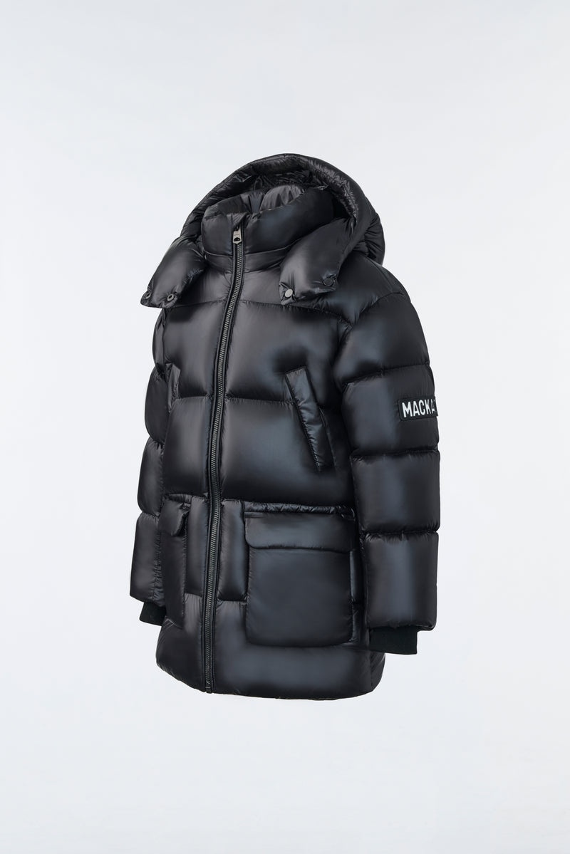 Mackage KENNIE Lustrous light with hood Dunparka Barn Svarta | 910TIVYGP