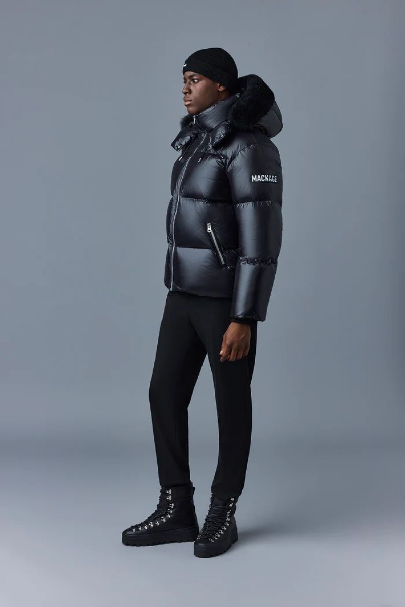 Mackage KENT-ZSH with removable hood and fur trim Dunjackor Herr Svarta | 354JQMLDW