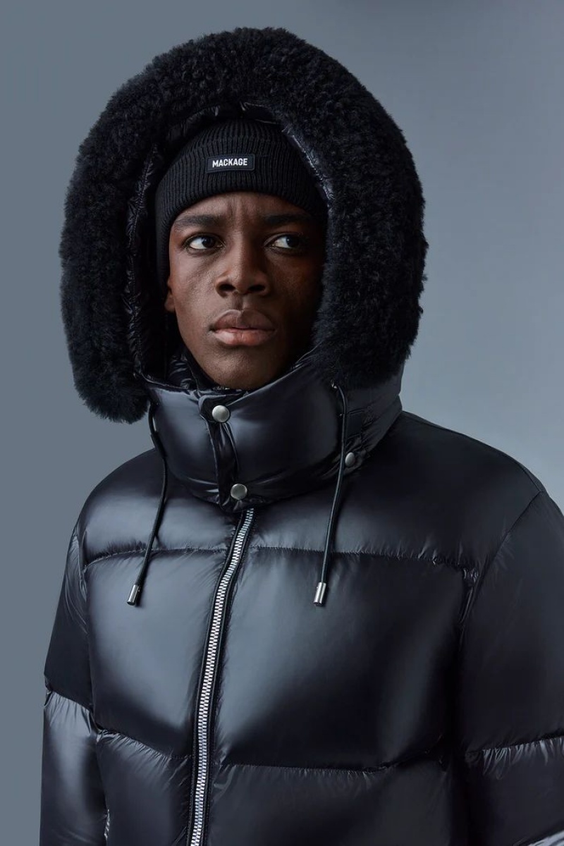 Mackage KENT-ZSH with removable hood and fur trim Dunjackor Herr Svarta | 354JQMLDW