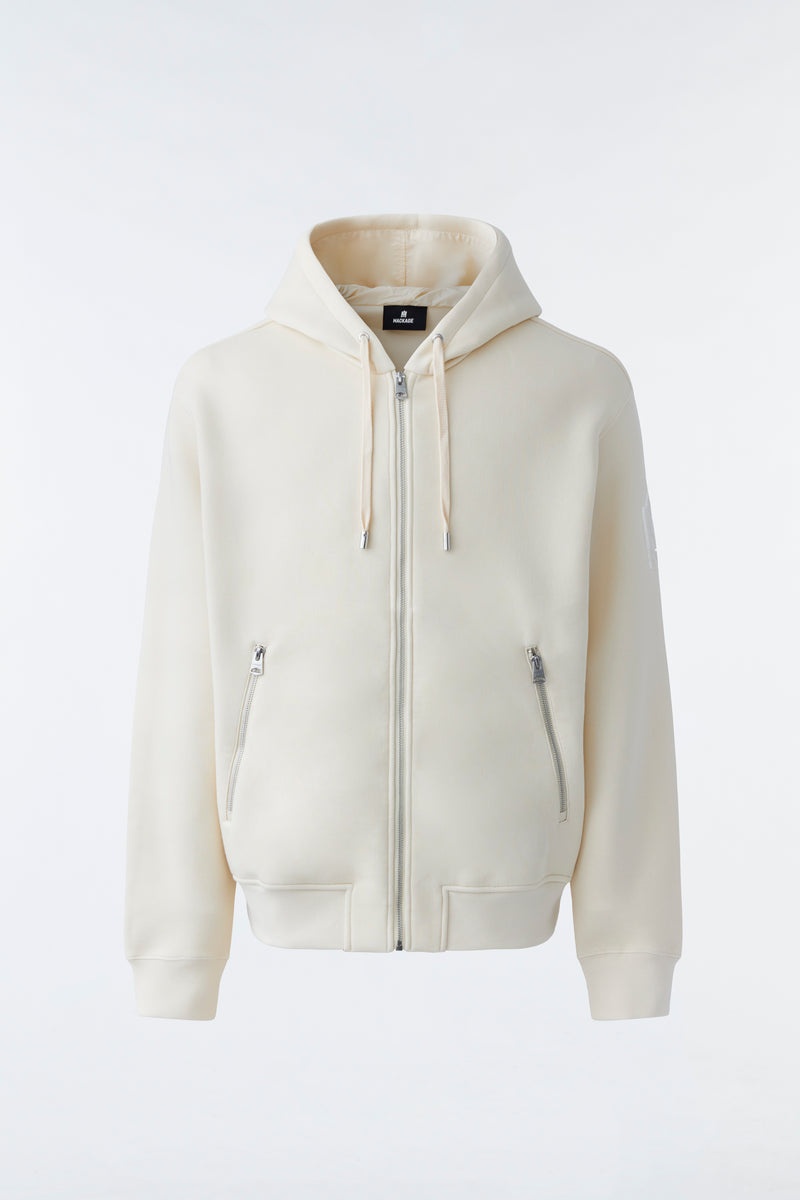 Mackage KRYS Zip-up with velvet embroidery Hoodie Dam Beige | 582FURVDN