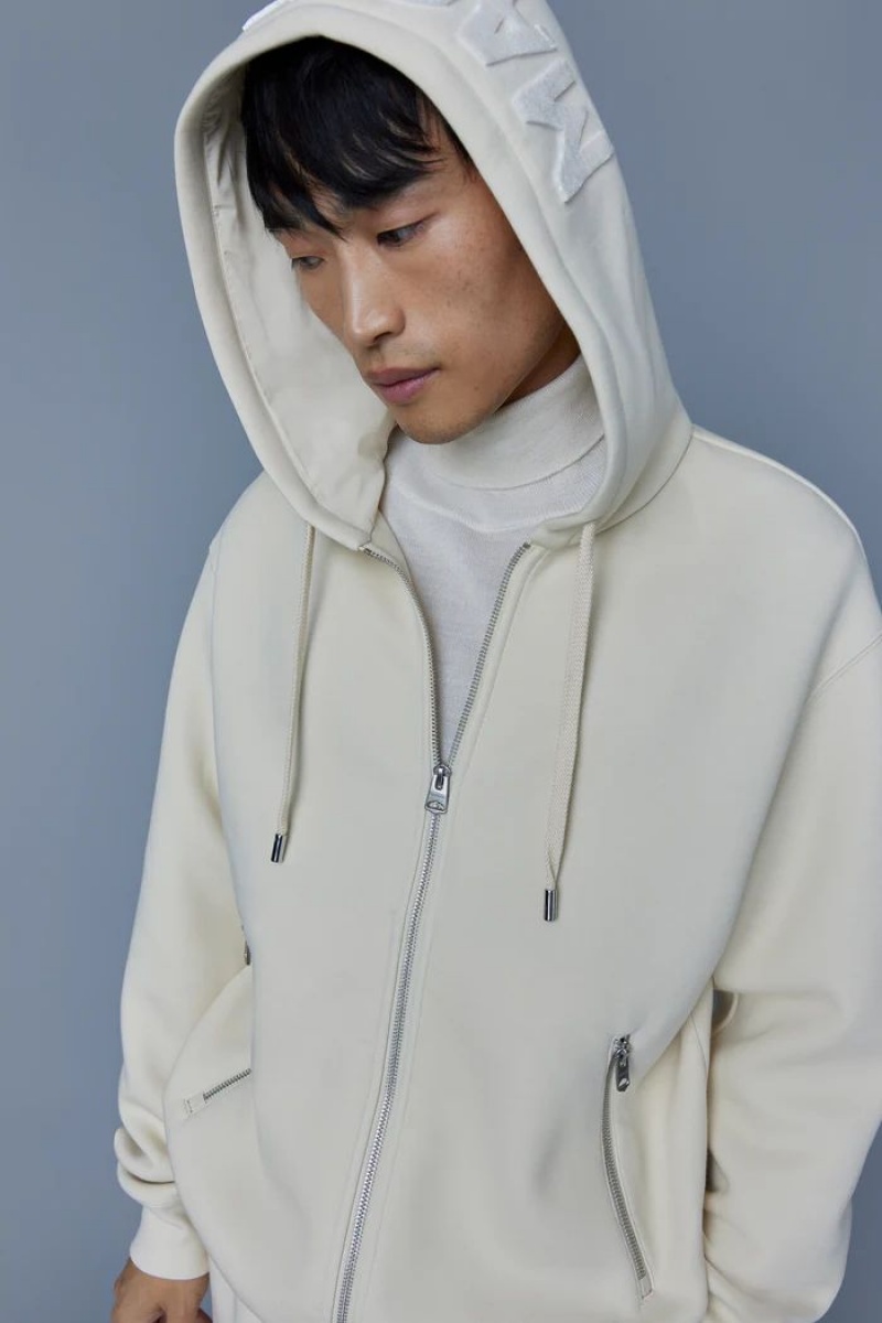 Mackage KRYS Zip-up with velvet embroidery Hoodie Herr Vita | 904NYHGUQ