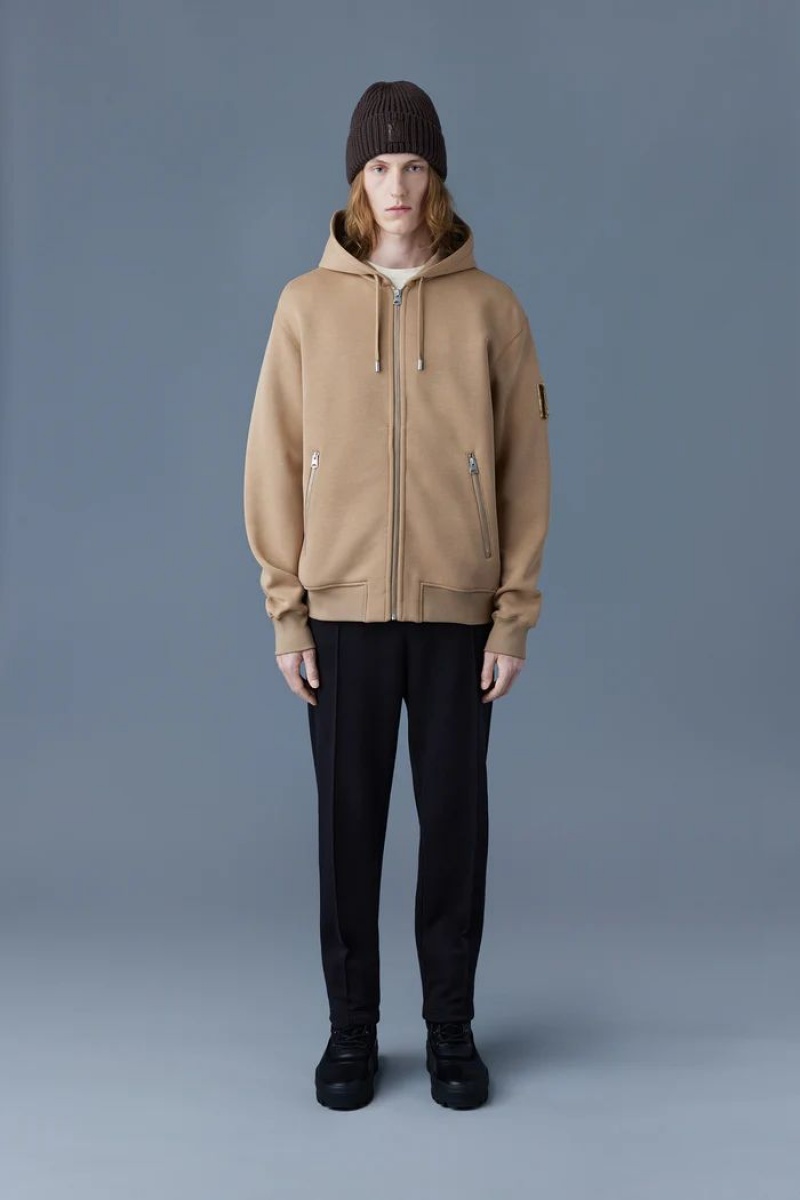 Mackage KRYS Zip-up with velvet embroidery Hoodie Herr Bruna | 561MJQXHR