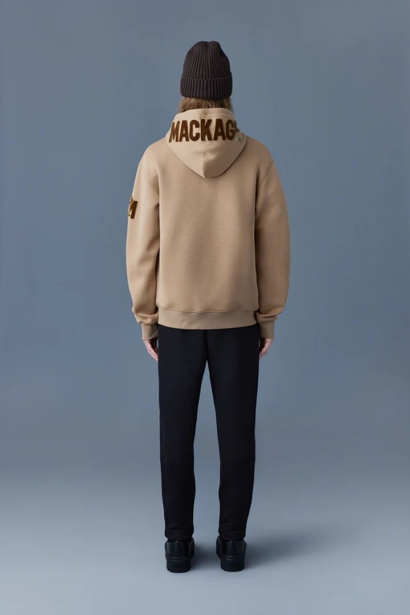 Mackage KRYS Zip-up with velvet embroidery Hoodie Herr Bruna | 561MJQXHR