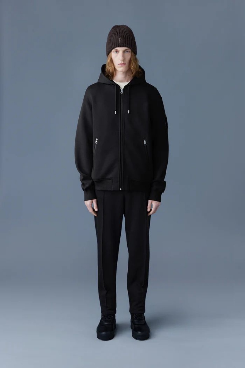 Mackage KRYS Zip-up with velvet embroidery Hoodie Herr Svarta | 587JKQZEG