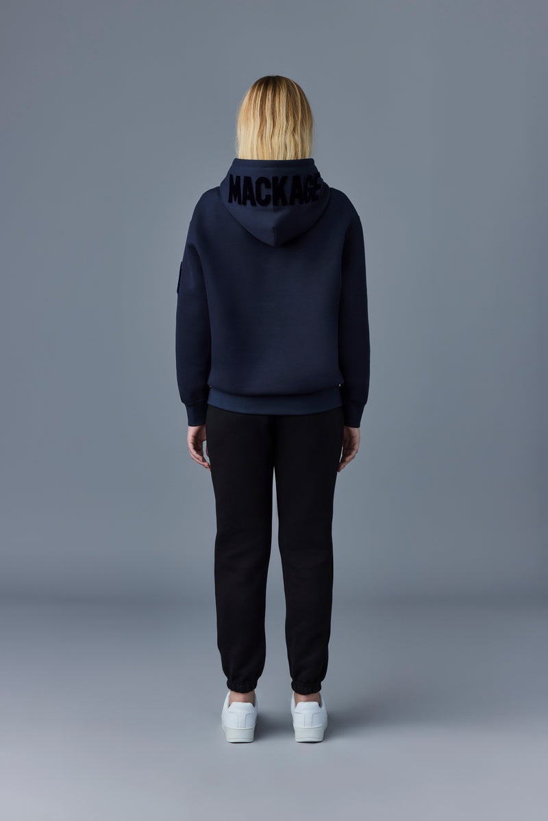 Mackage KRYS with velvet embroidery Hoodie Dam Marinblå | 925UDFOGE