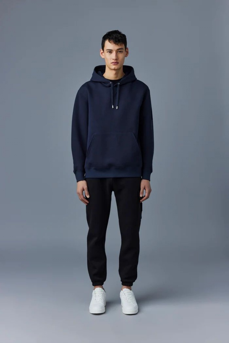 Mackage KRYS with velvet embroidery Hoodie Herr Marinblå | 341NOJZYT