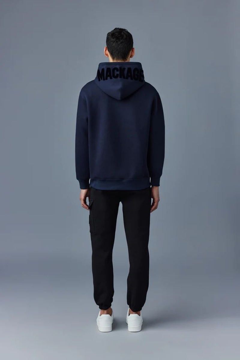 Mackage KRYS with velvet embroidery Hoodie Herr Marinblå | 341NOJZYT