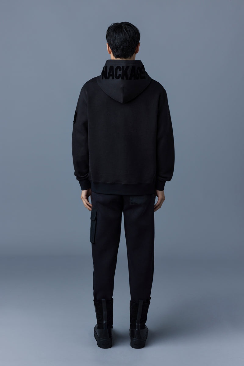 Mackage KRYS with velvet embroidery Hoodie Herr Svarta | 473OARLTD