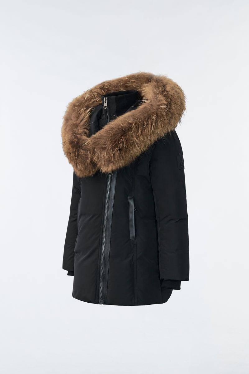 Mackage LEELEE Down with removable natural fur Signature Collar Rockar Barn Svarta | 260UZMOTW