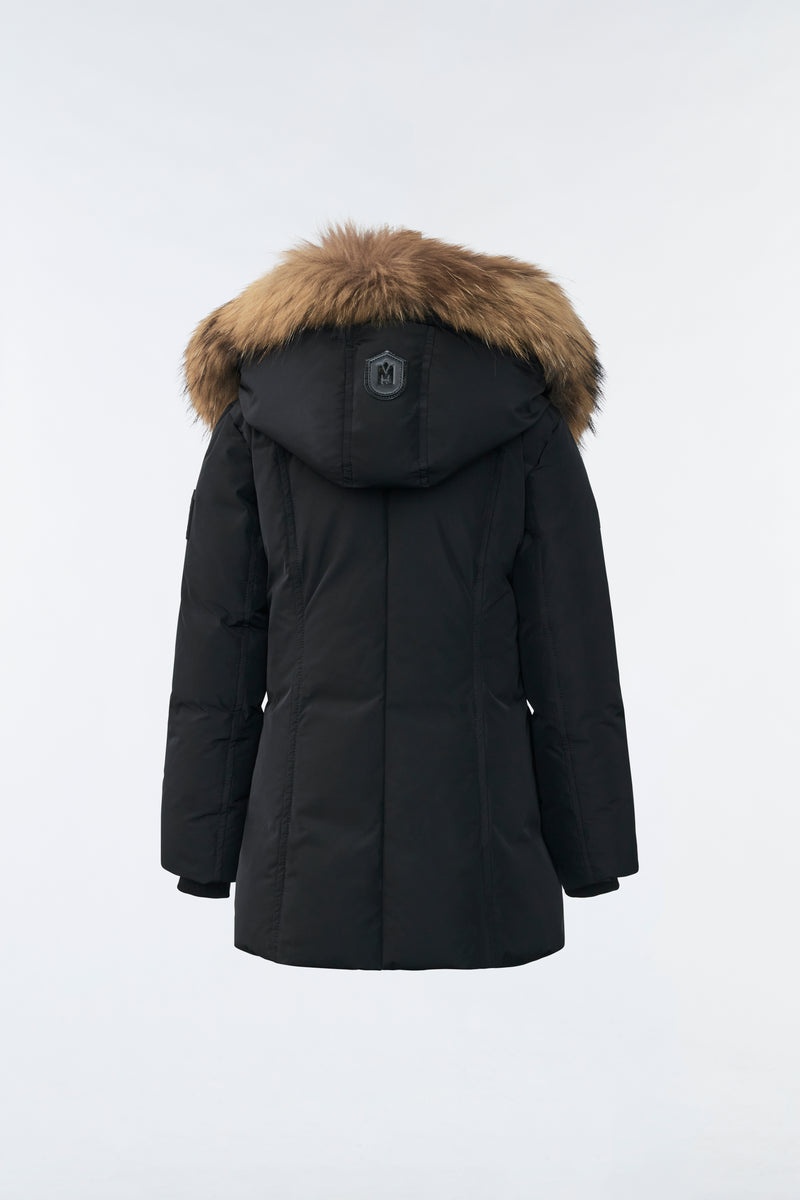 Mackage LEELEE Down with removable natural fur Signature Collar Rockar Barn Svarta | 260UZMOTW