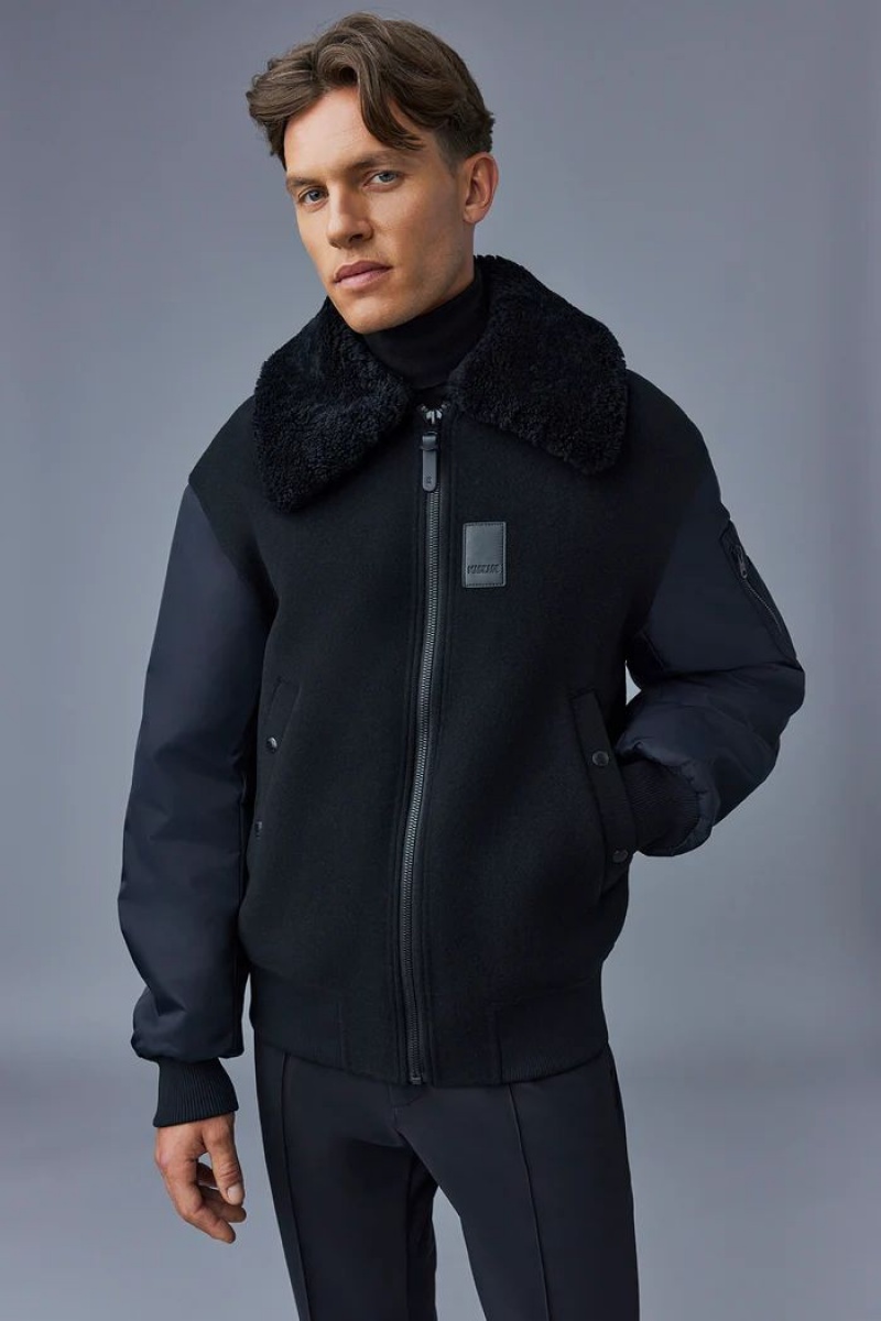 Mackage LEONARD wool Bomberjacka Herr Svarta | 561GIFUZN