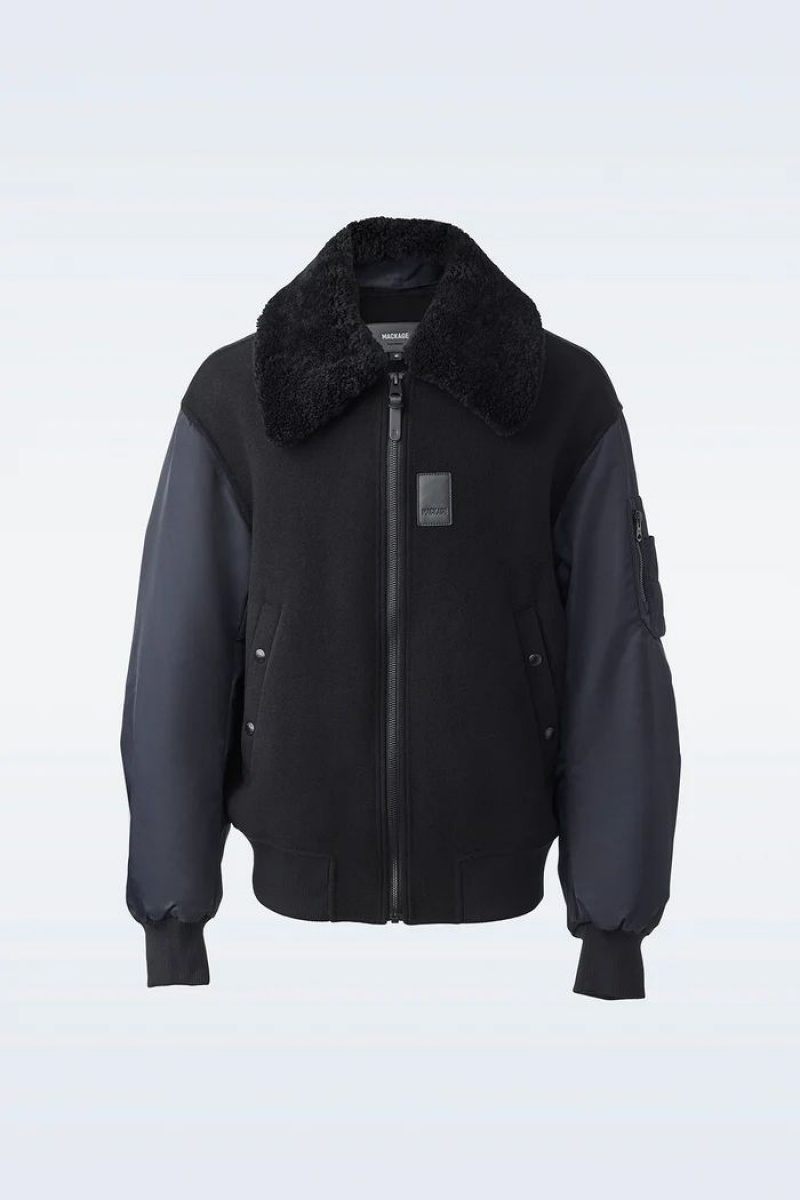 Mackage LEONARD wool Bomberjacka Herr Svarta | 561GIFUZN