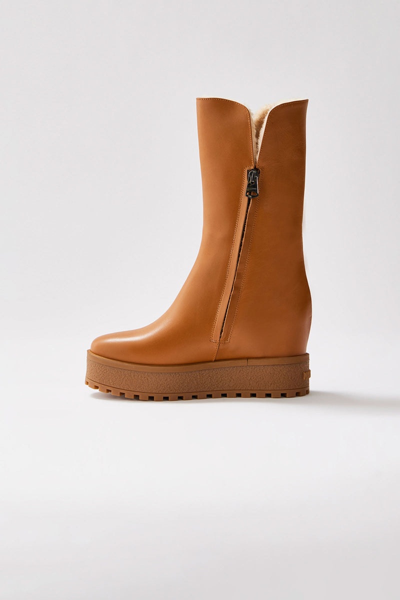 Mackage NOBLE shearling wedge (R) Läder Höga Stövlar Dam Bruna | 145JTKFHQ