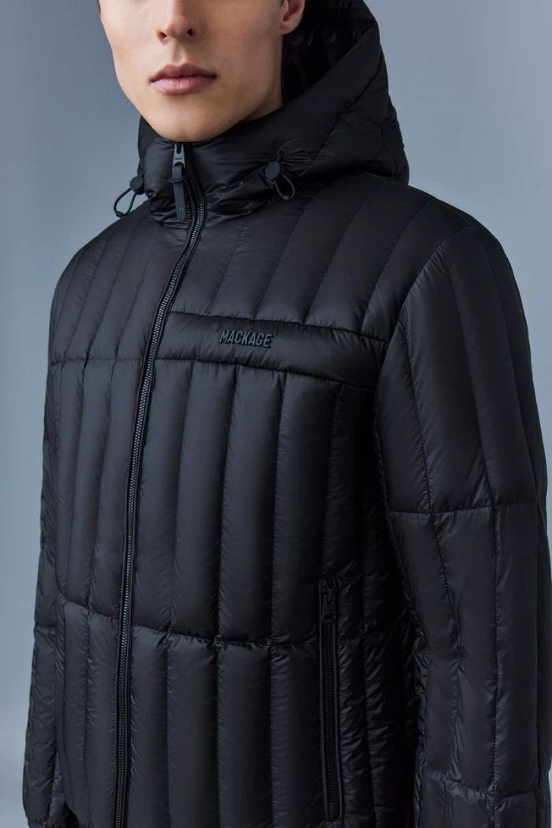 Mackage PETER Translucent ripstop light with hood Dunjackor Herr Svarta | 429ZAGVMY