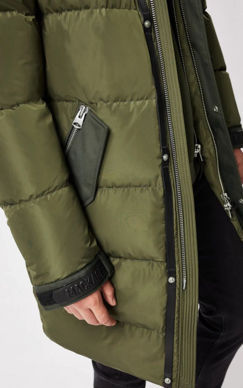 Mackage REYNOLD down with removable shearling bib and hood Rockar Herr Olivgröna | 341KRZNQG