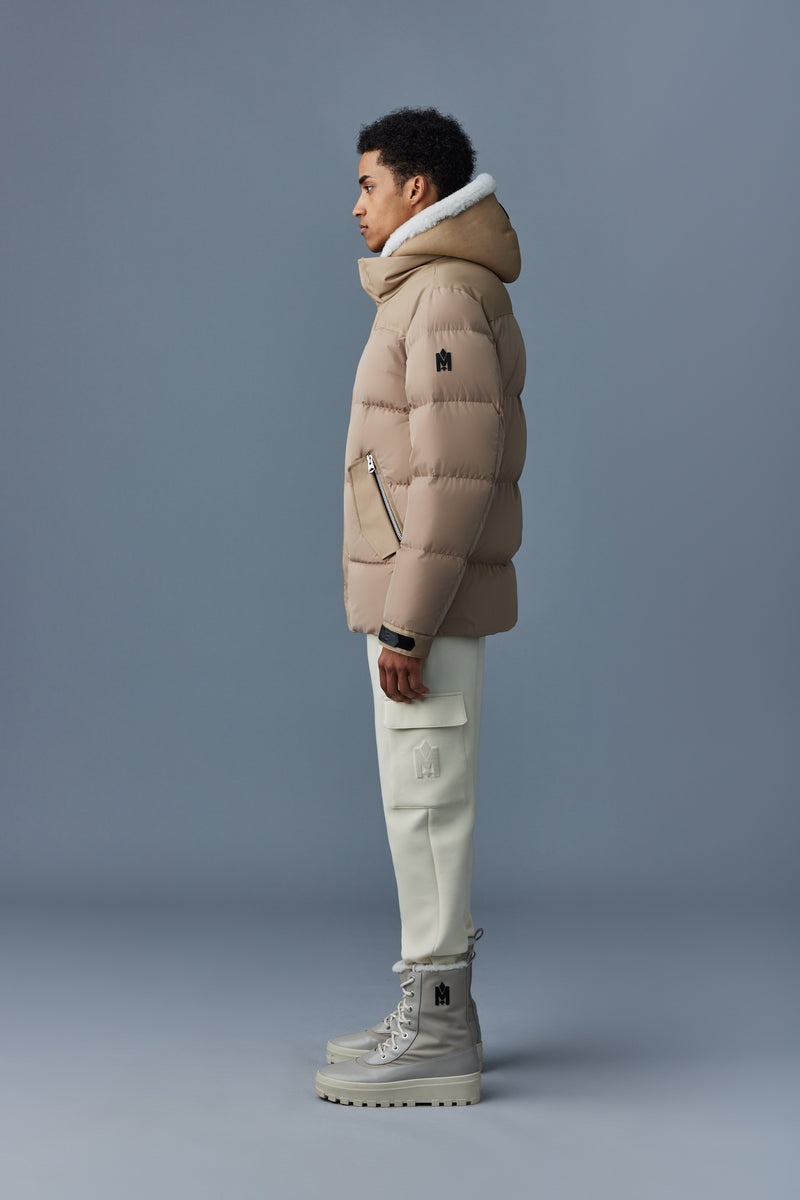 Mackage RILEY classic with removable shearling bib Dunjackor Herr Bruna | 697MEVCNJ