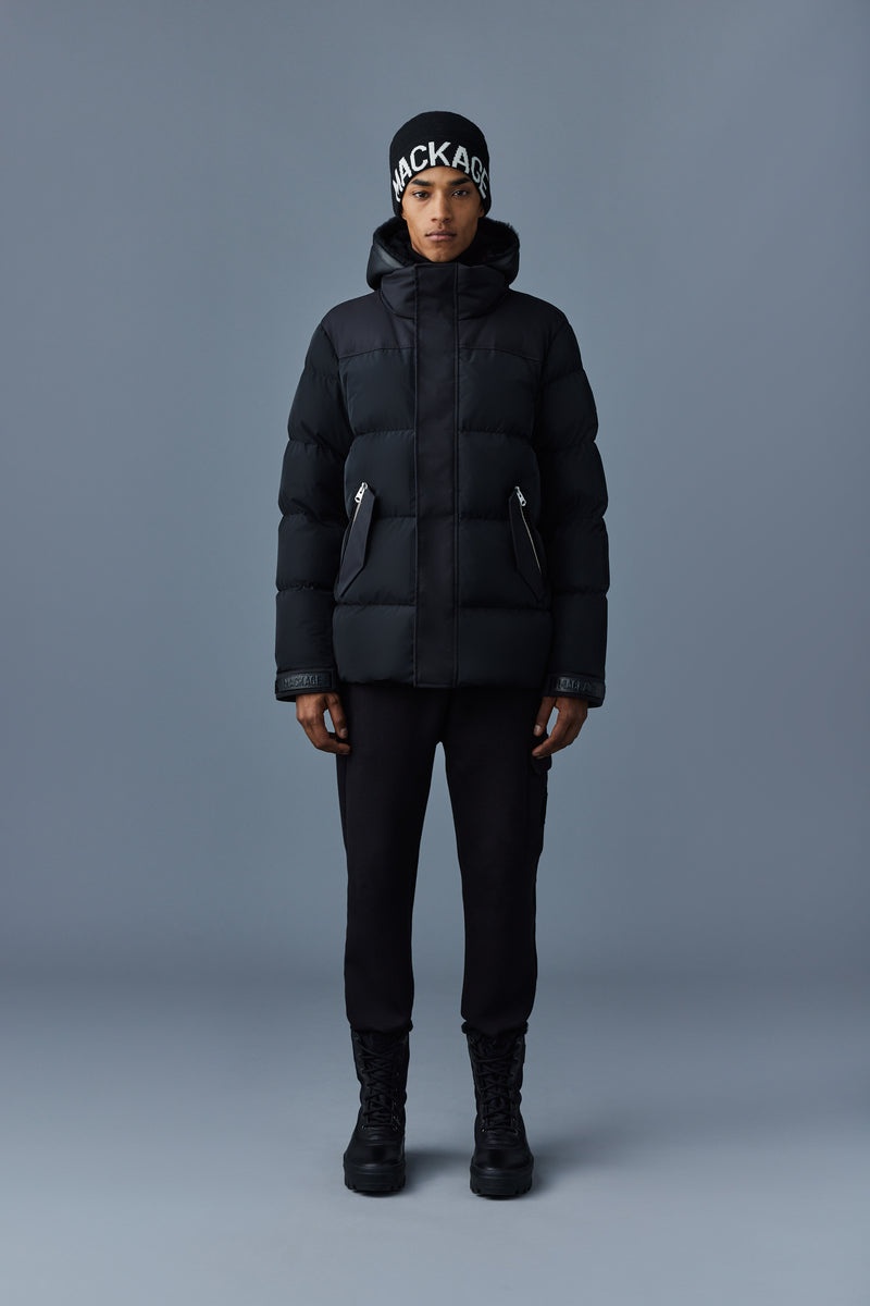 Mackage RILEY classic with removable shearling bib Dunjackor Herr Svarta | 793VOSRWZ