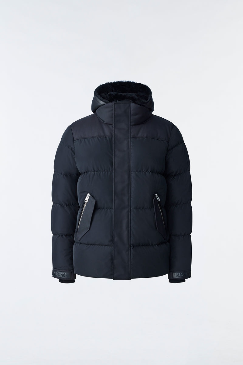 Mackage RILEY classic with removable shearling bib Dunjackor Herr Svarta | 793VOSRWZ