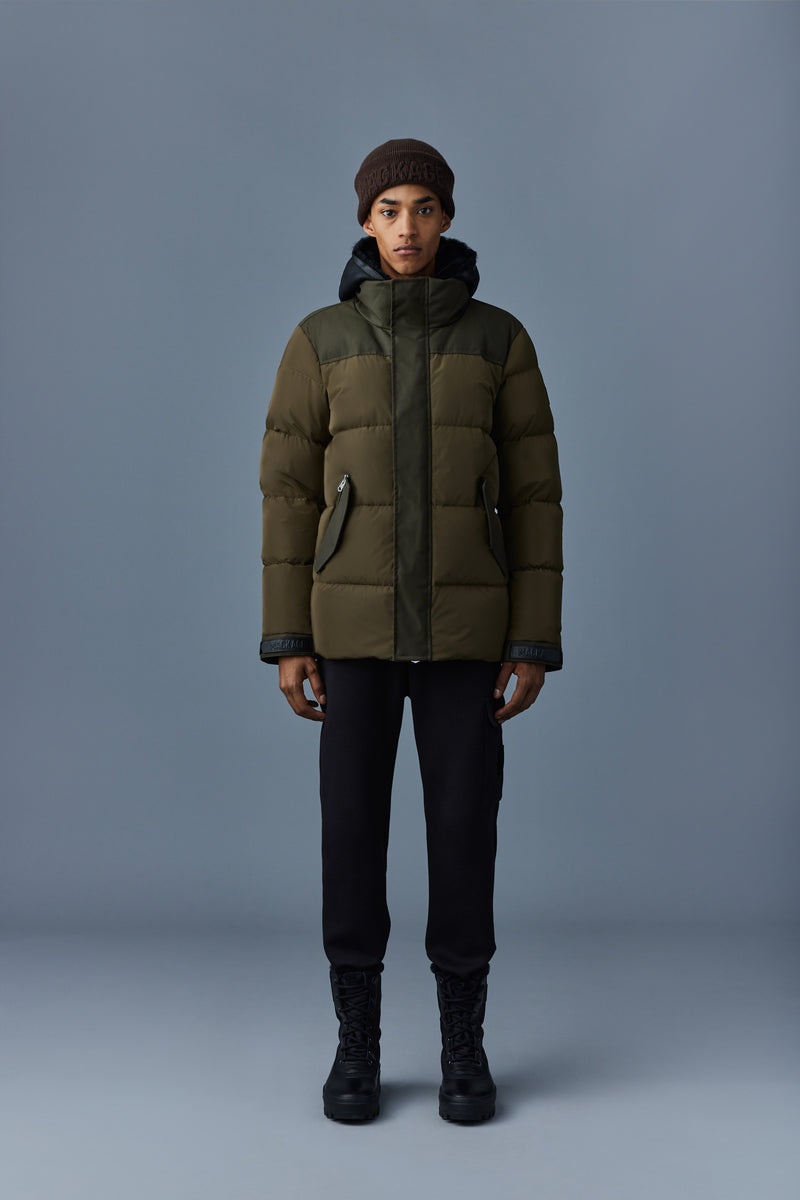 Mackage RILEY classic with removable shearling bib Dunjackor Herr Mörkolivgröna | 798GXRZWQ