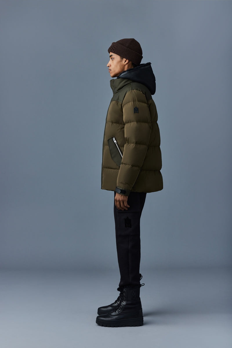 Mackage RILEY classic with removable shearling bib Dunjackor Herr Mörkolivgröna | 798GXRZWQ