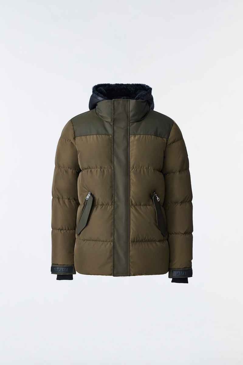 Mackage RILEY classic with removable shearling bib Dunjackor Herr Mörkolivgröna | 798GXRZWQ