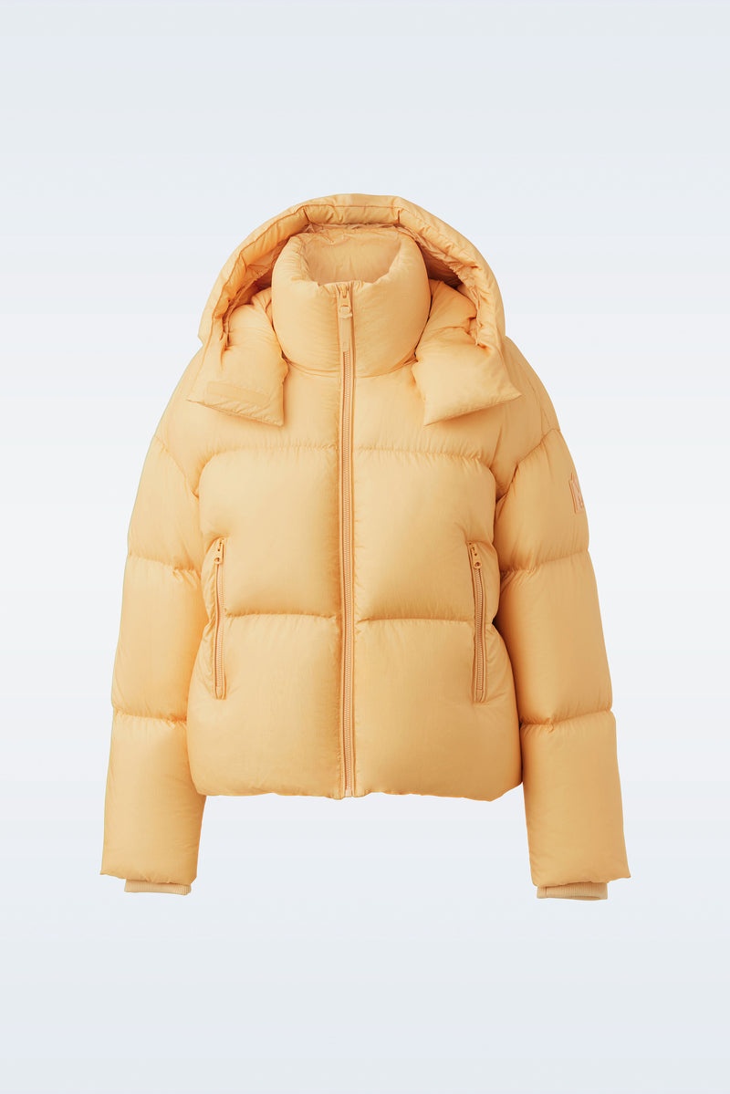 Mackage TESSY Medium down hooded with softwash crinkle finish Pufferjacka Dam Orange | 253RKHIPV