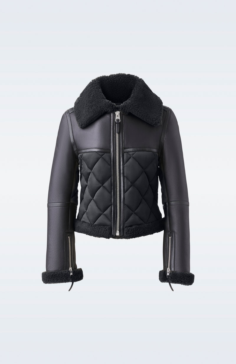 Mackage TULIP Quiltad sheepskin with shearling trim Läderjacka Dam Svarta | 197CAVEMU