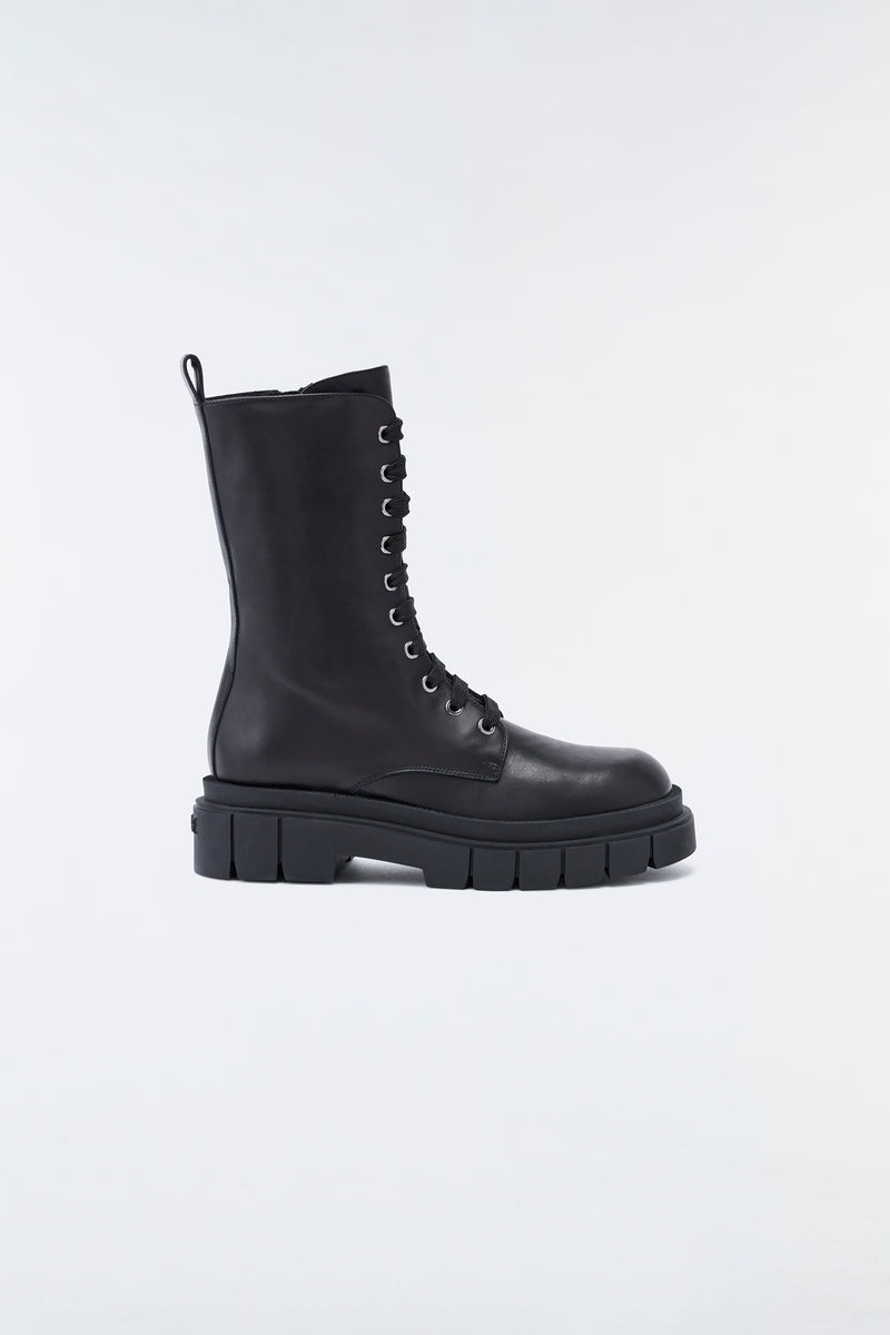 Mackage WARRIOR unlined lug sole (R) Läder combat Vinterkängor Dam Svarta | 619NCWXQY