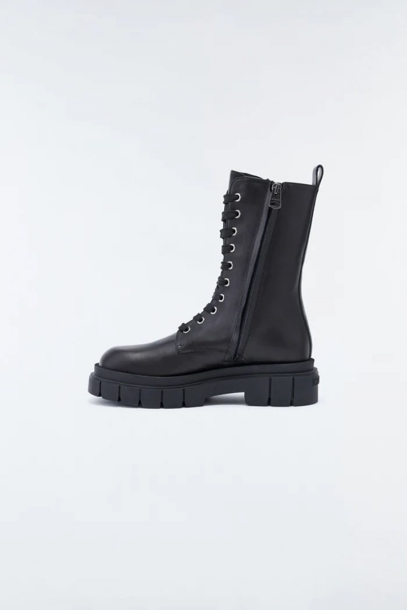 Mackage WARRIOR unlined lug sole (R) Läder combat Vinterkängor Herr Svarta | 849YUCGPI